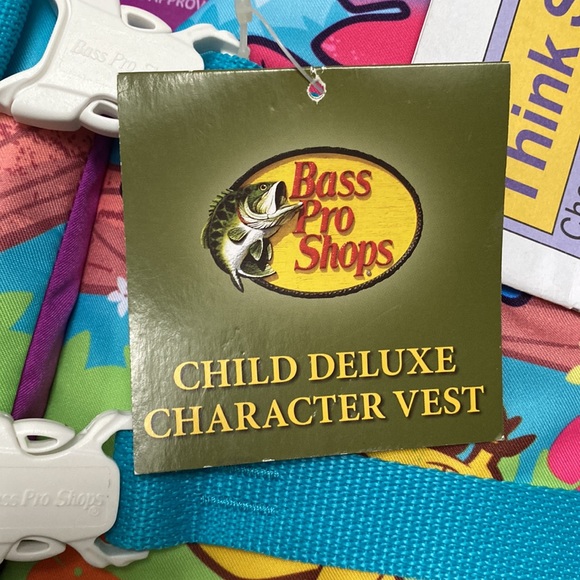 🎉3X HP🎉 Bass Pro Shops Child Deluxe Character Vest 💗 Aqua Purple & Green - Picture 9 of 11